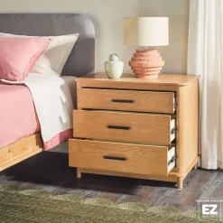Annette Contemporary 3-Drawer Wood Nightstand