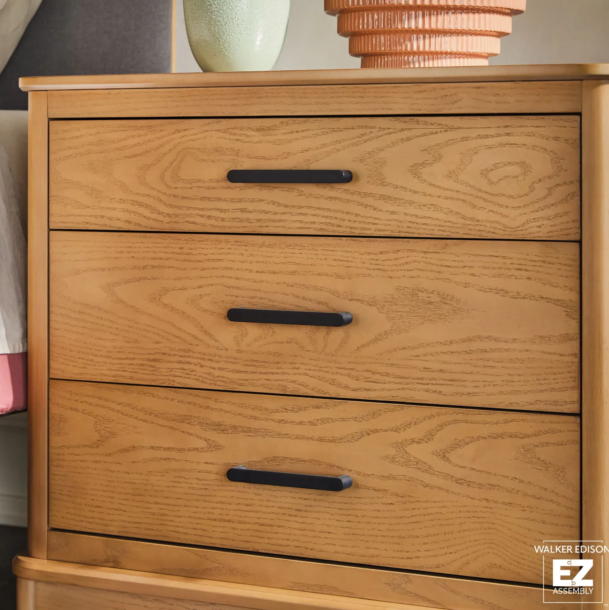 Annette Contemporary 3-Drawer Wood Nightstand