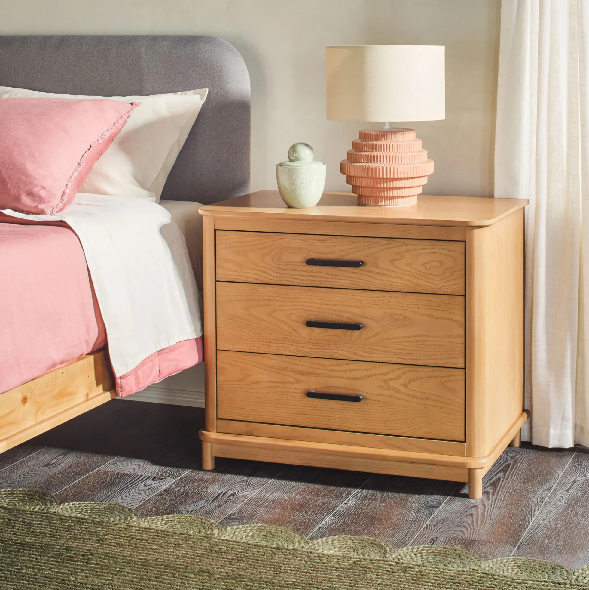 Annette Contemporary 3-Drawer Wood Nightstand