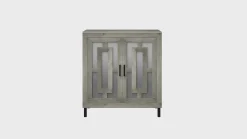 Antique Finish Mirrored Doors Entryway Accent Cabinet