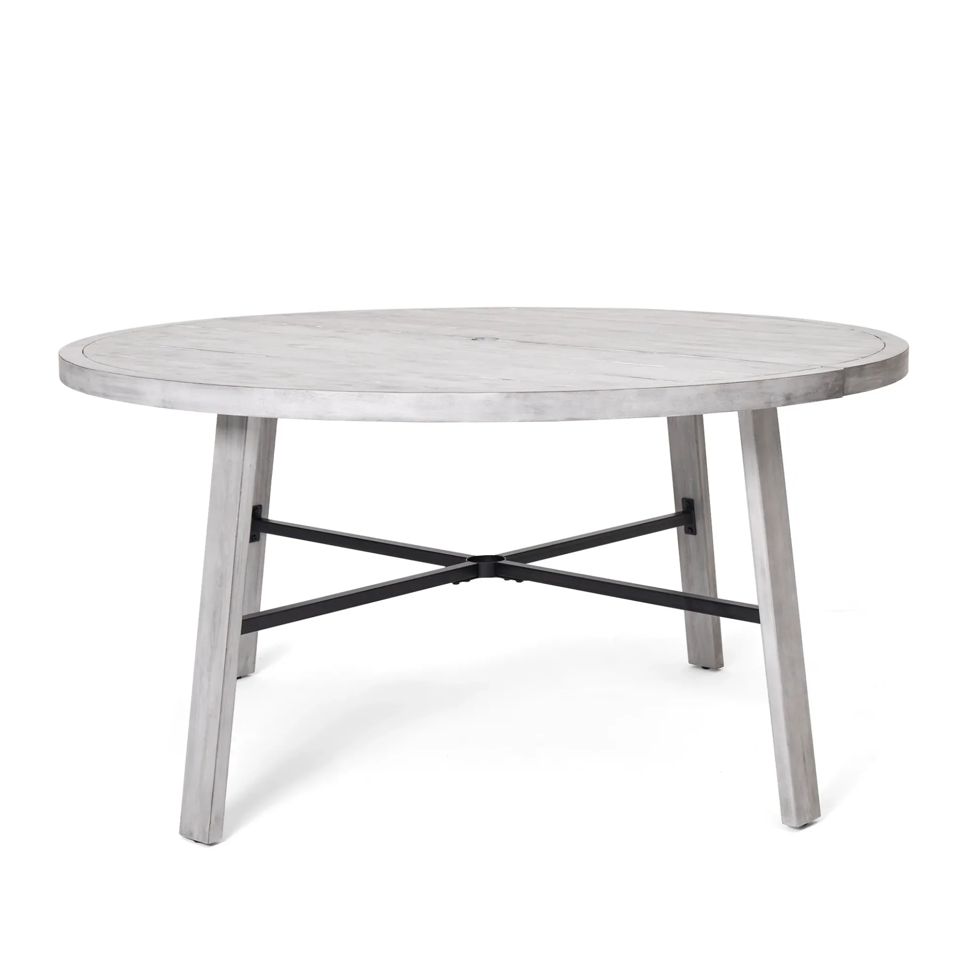 Antique Gray Acacia Wood Outdoor Dining Set 6-Person with Cushions
