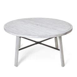 Antique Gray Acacia Wood Outdoor Dining Set 6-Person with Cushions