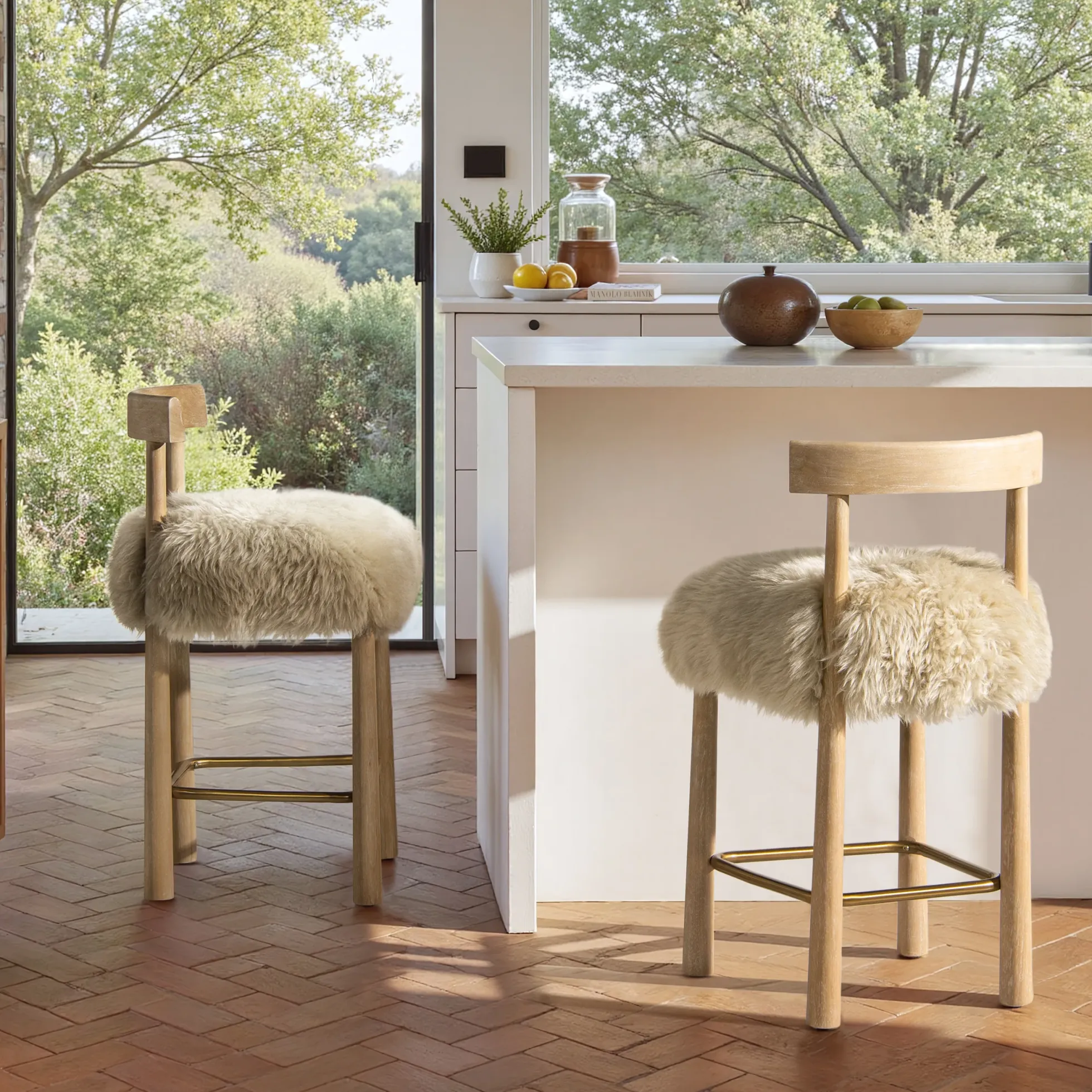 Arden 27.5 Genuine Fur Counter Height Bar Stool