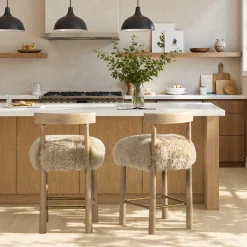 Arden 27.5 Genuine Fur Counter Height Bar Stool