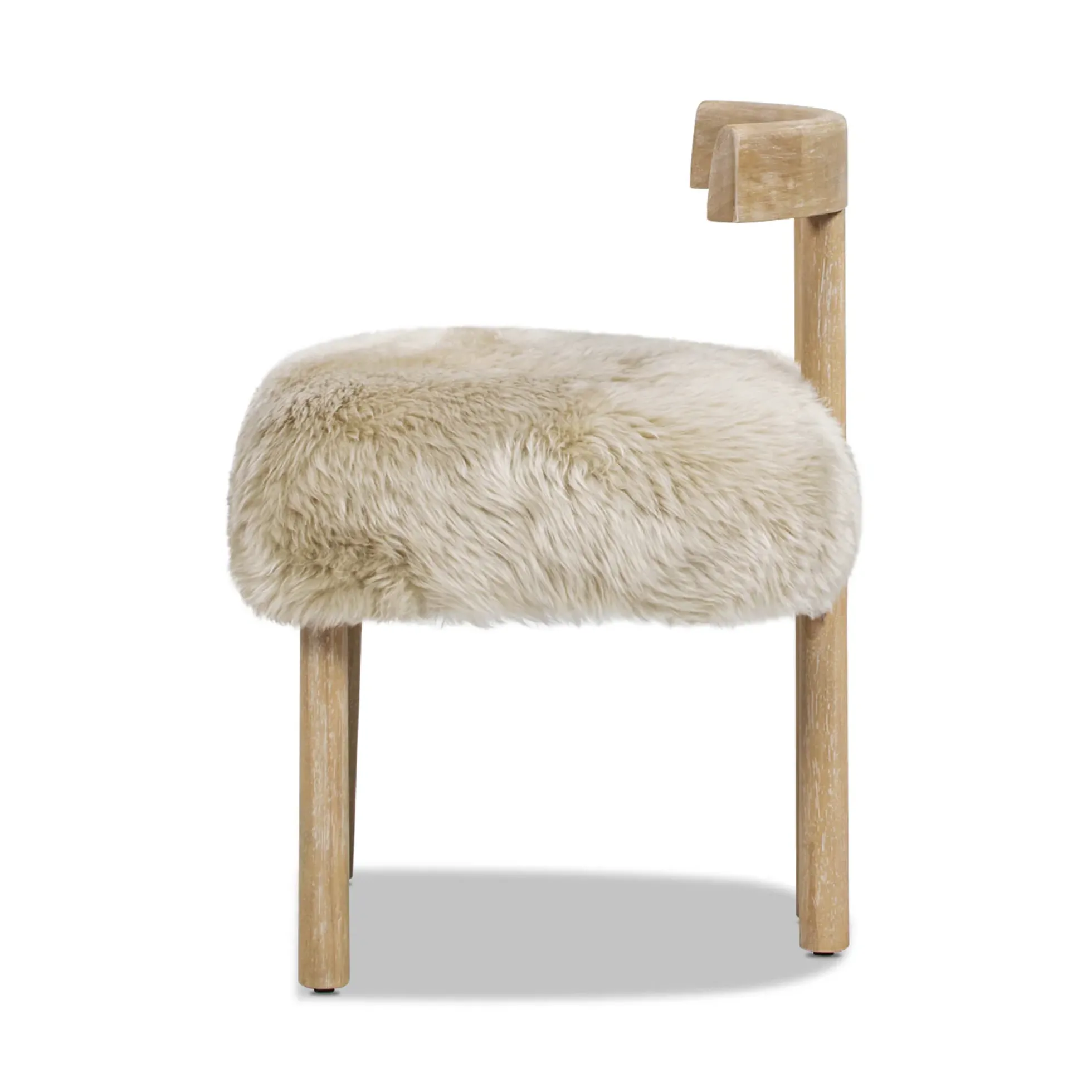 Arden 19.5' Genuine Sheepskin Fur Split Back Dining Chair