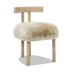 Arden 19.5' Genuine Sheepskin Fur Split Back Dining Chair