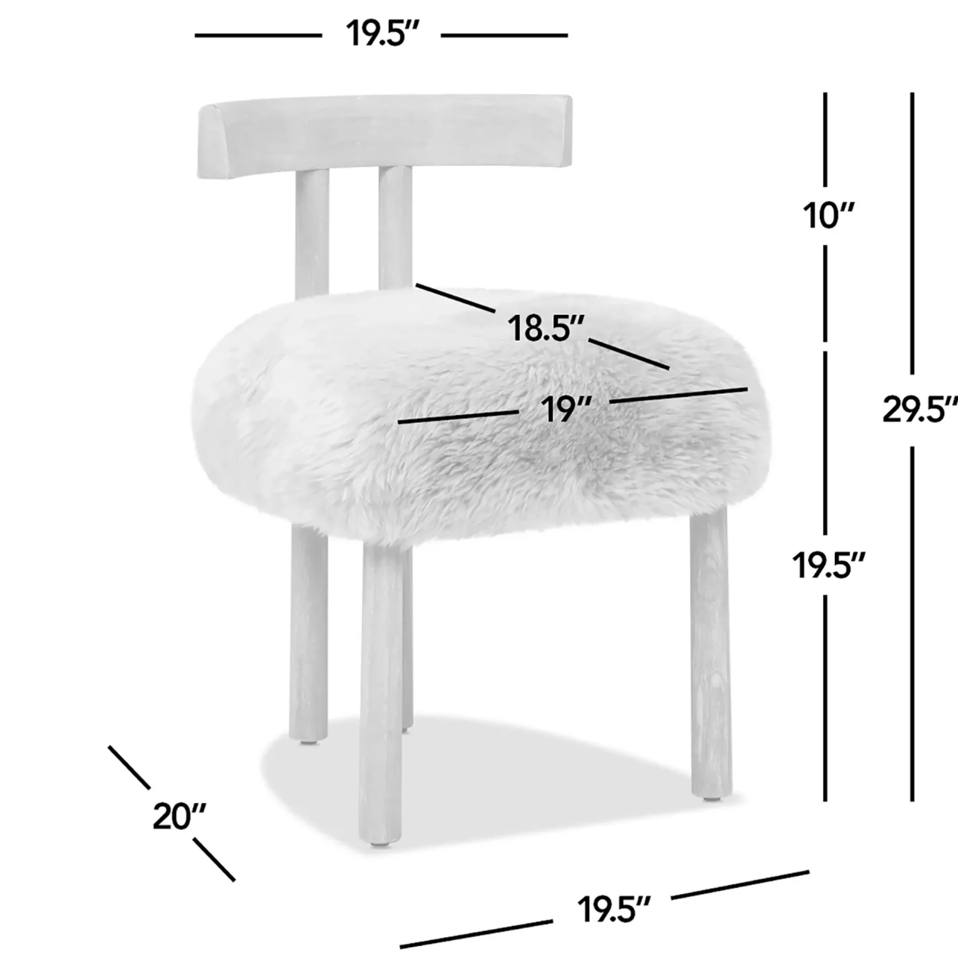 Arden 19.5' Genuine Sheepskin Fur Split Back Dining Chair