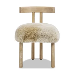 Arden 19.5' Genuine Sheepskin Fur Split Back Dining Chair