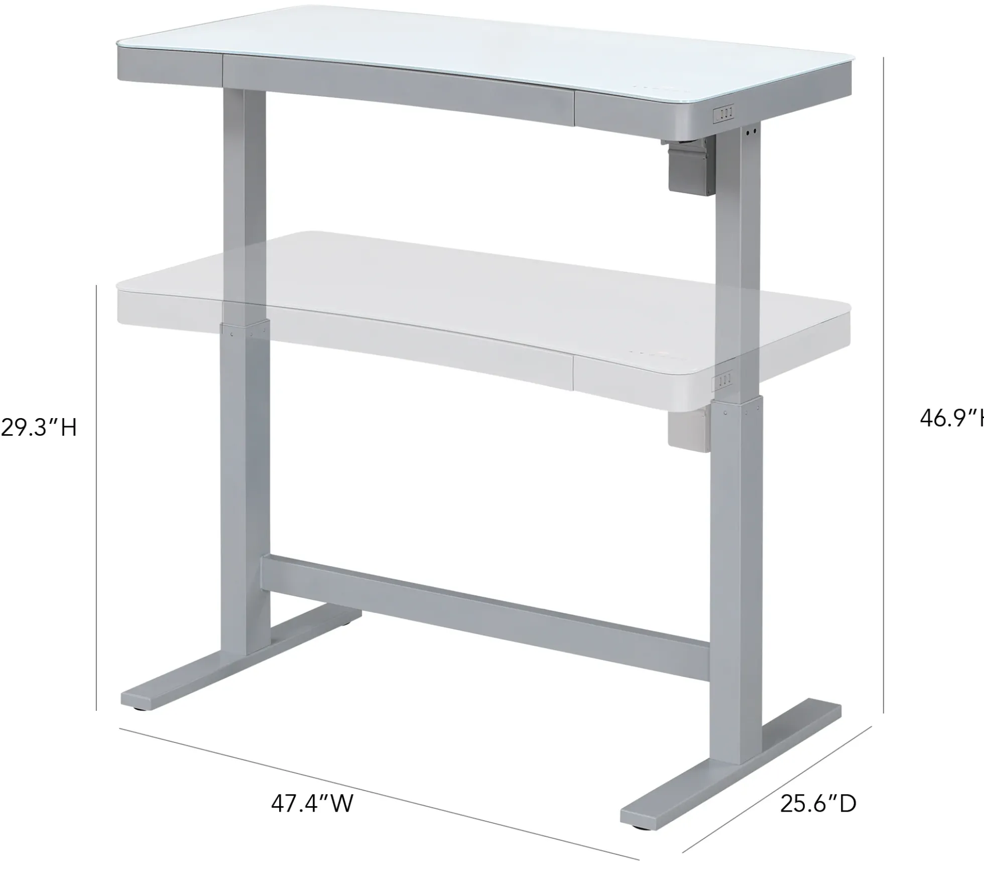 Ashford™ Adjustable Height Sit‑Stand Desk with USB Ports and Storage