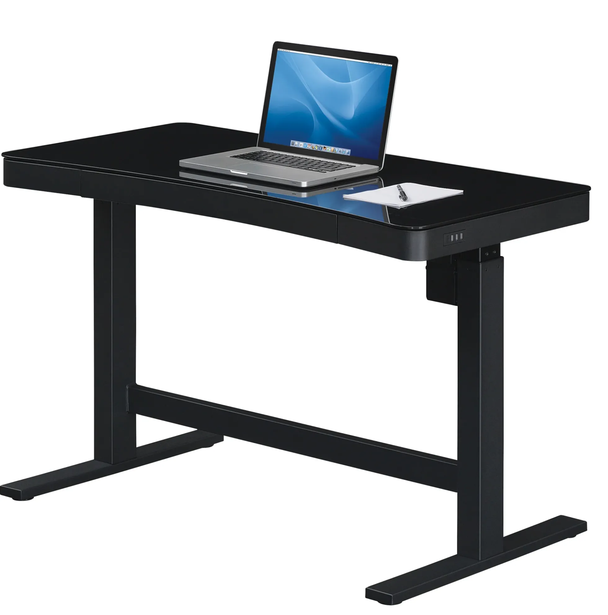 Ashford™ Adjustable Height Sit‑Stand Desk with USB Ports and Storage