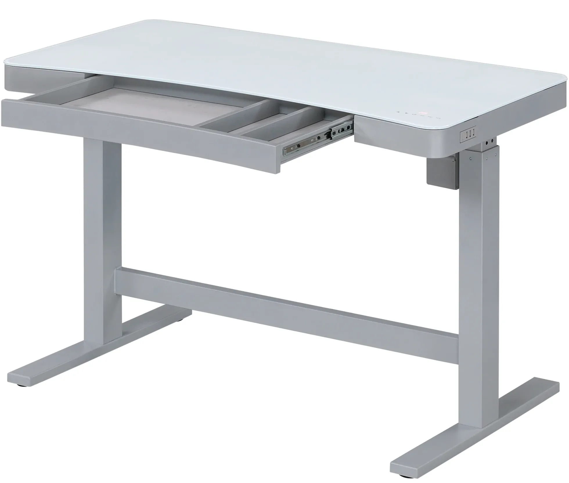 Ashford™ Adjustable Height Sit‑Stand Desk with USB Ports and Storage