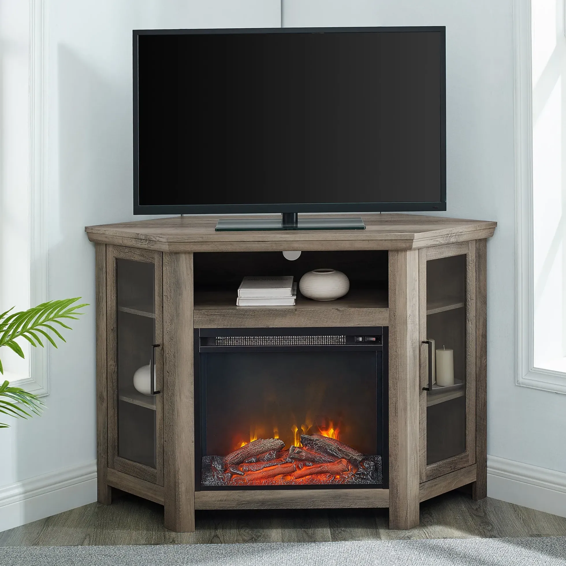 Barn 48" Wood Corner Fireplace TV Stand