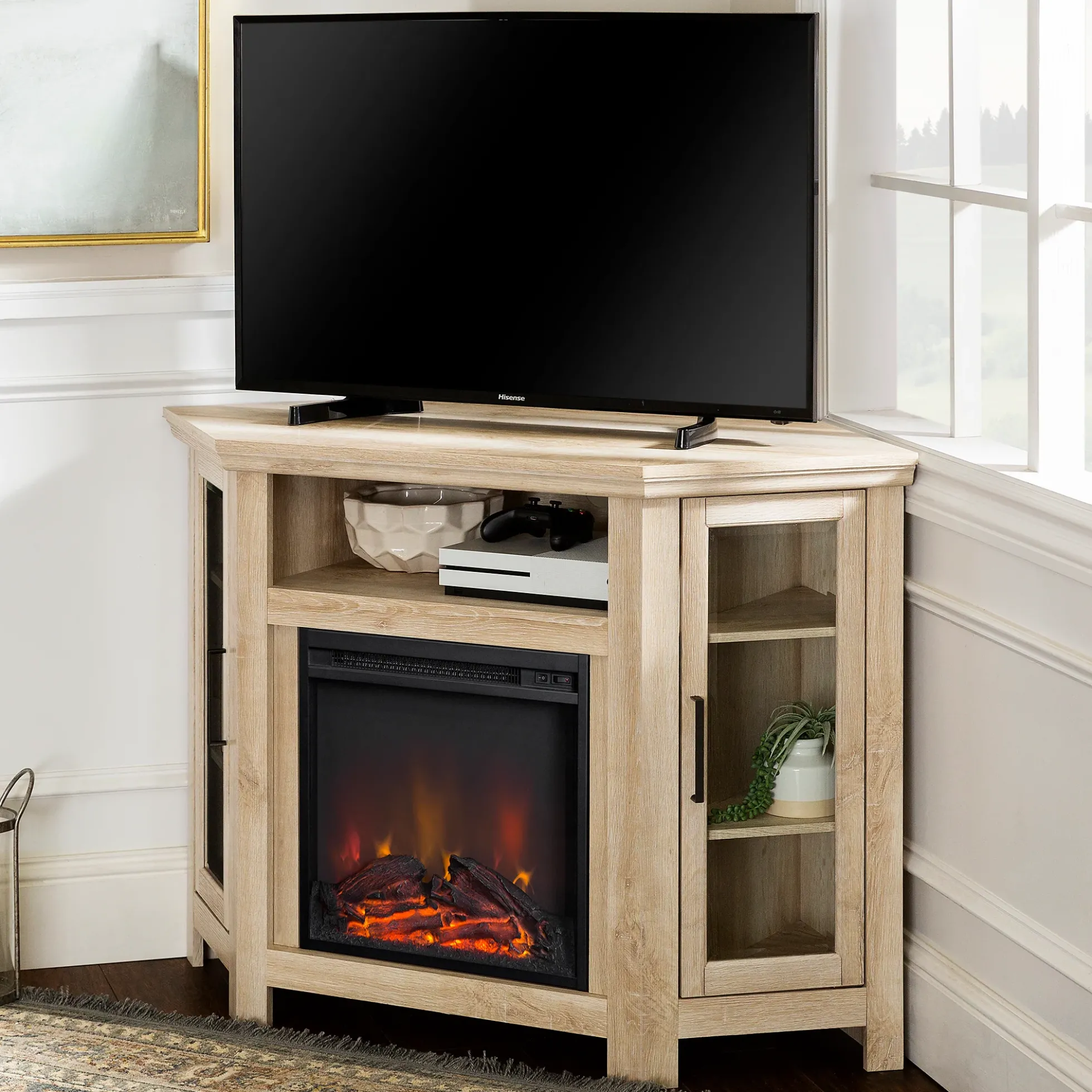 Barn 48" Wood Corner Fireplace TV Stand