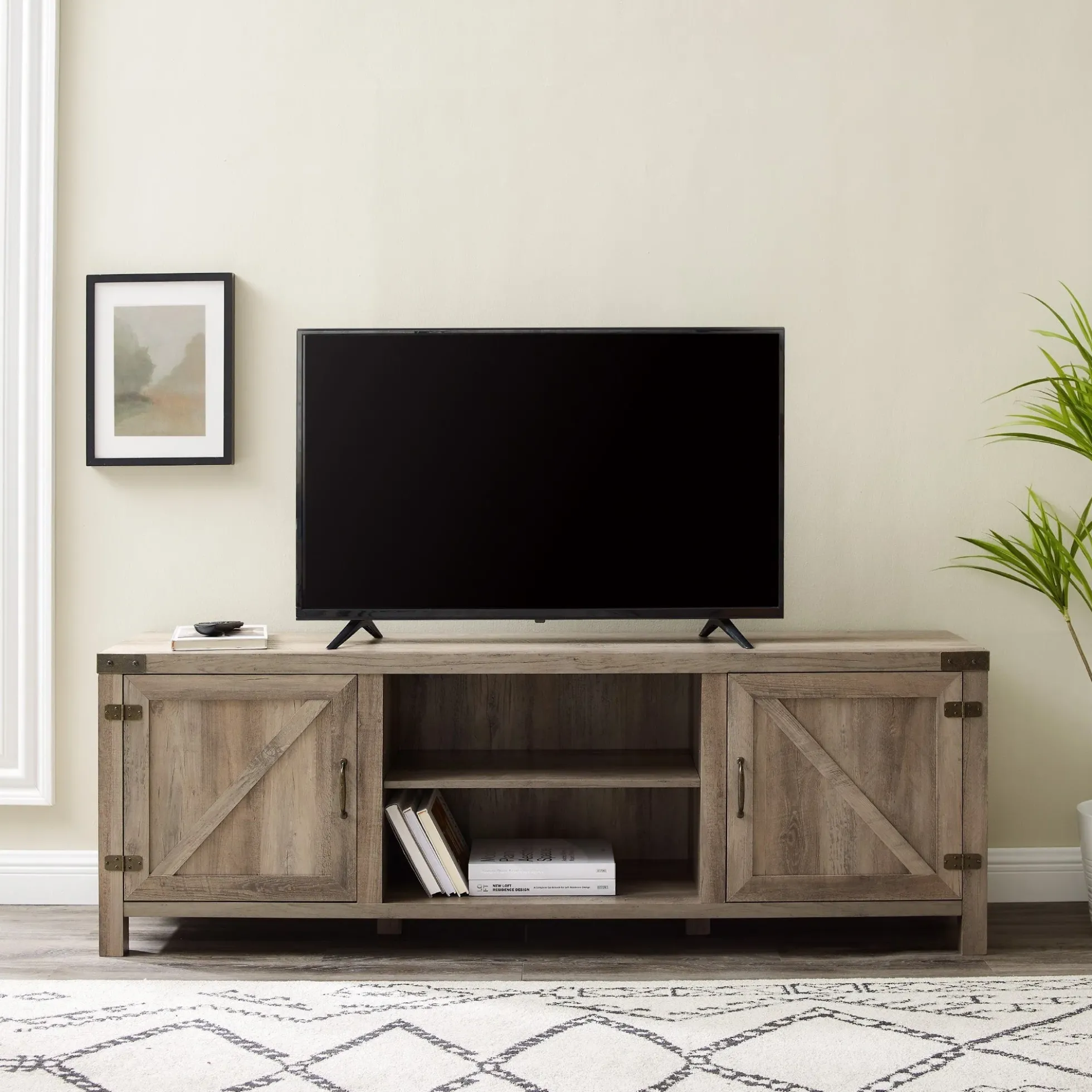 Barn Door 70" Modern Farmhouse TV Stand