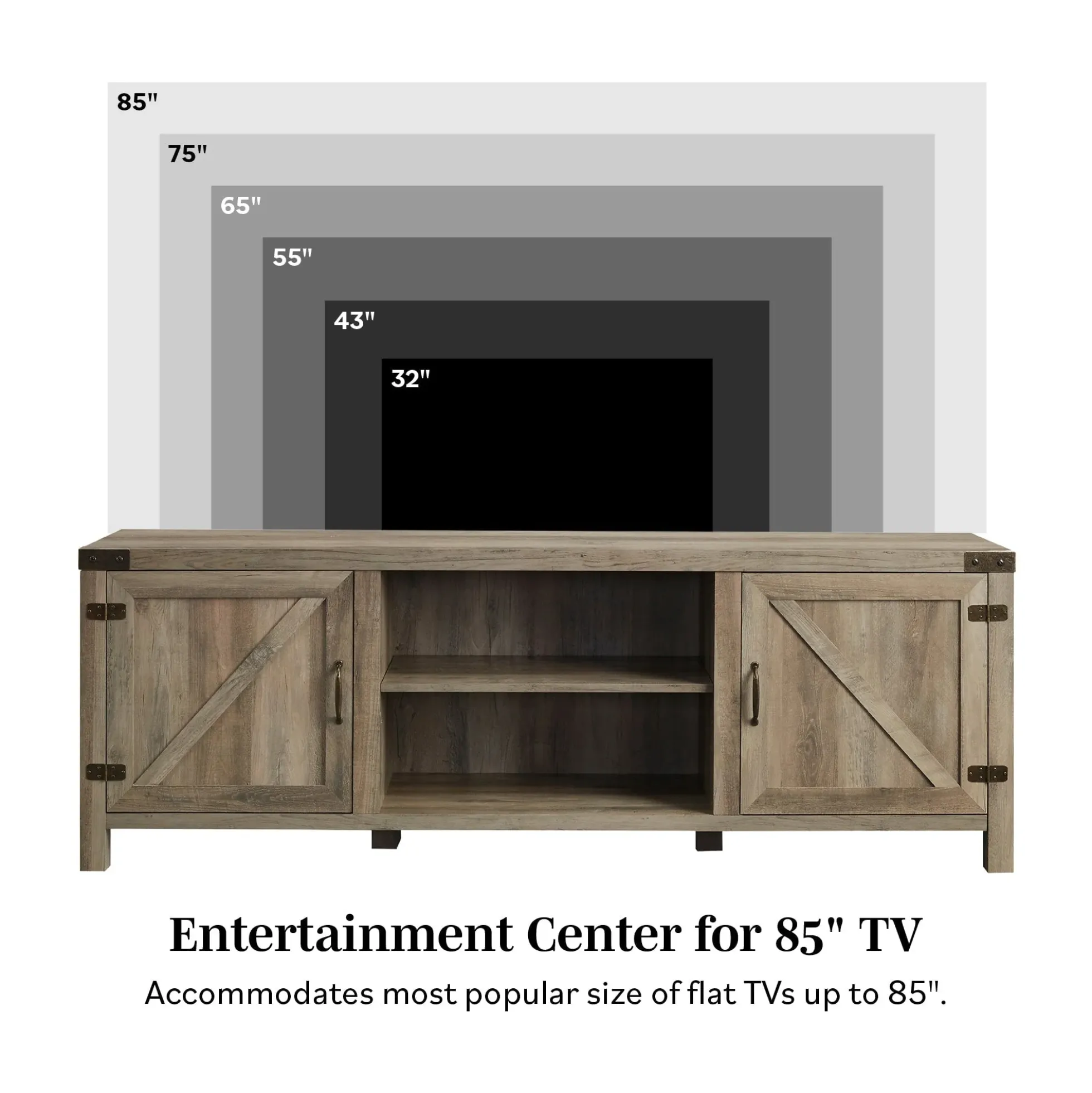 Barn Door 70" Modern Farmhouse TV Stand