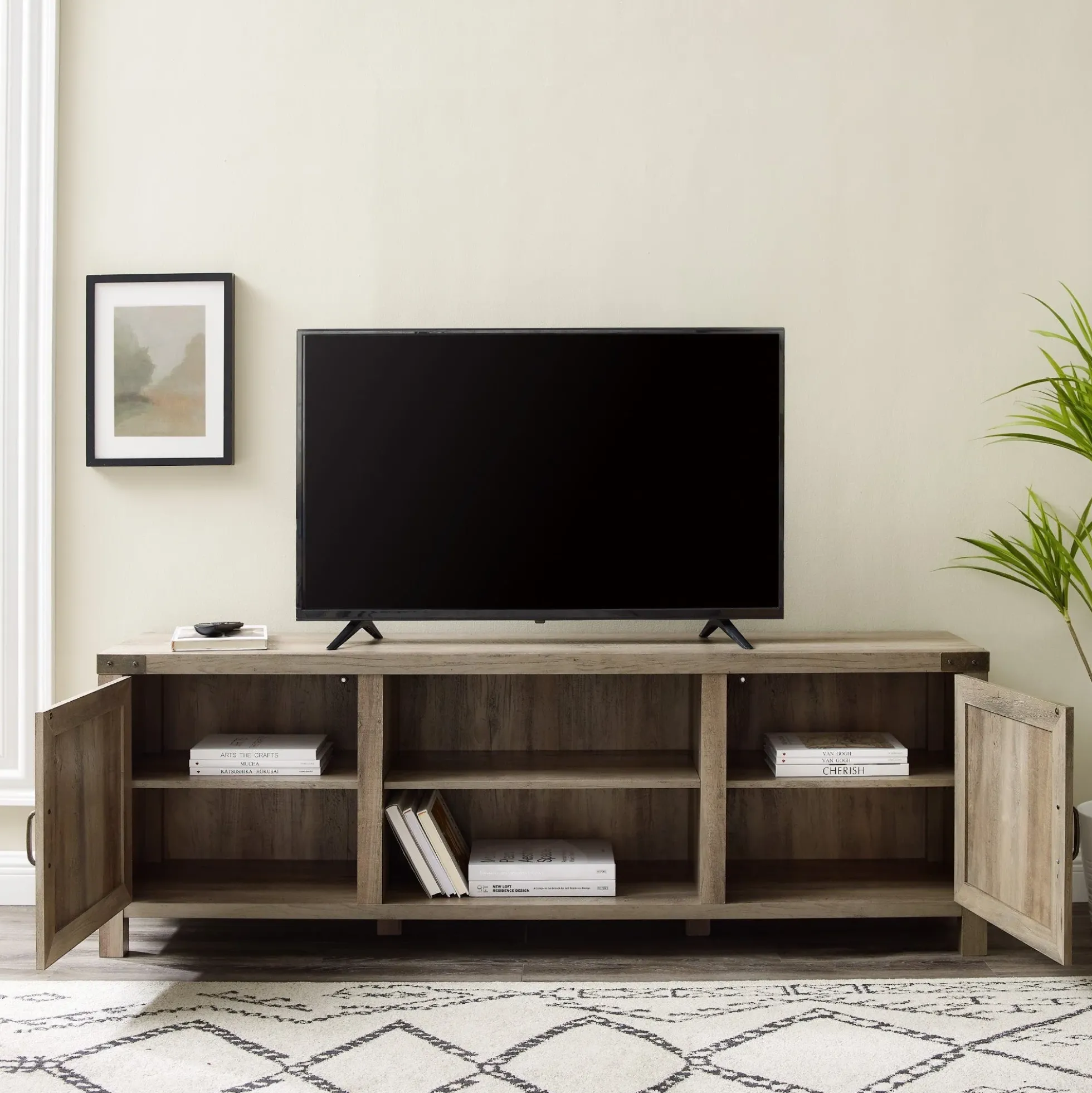 Barn Door 70" Modern Farmhouse TV Stand