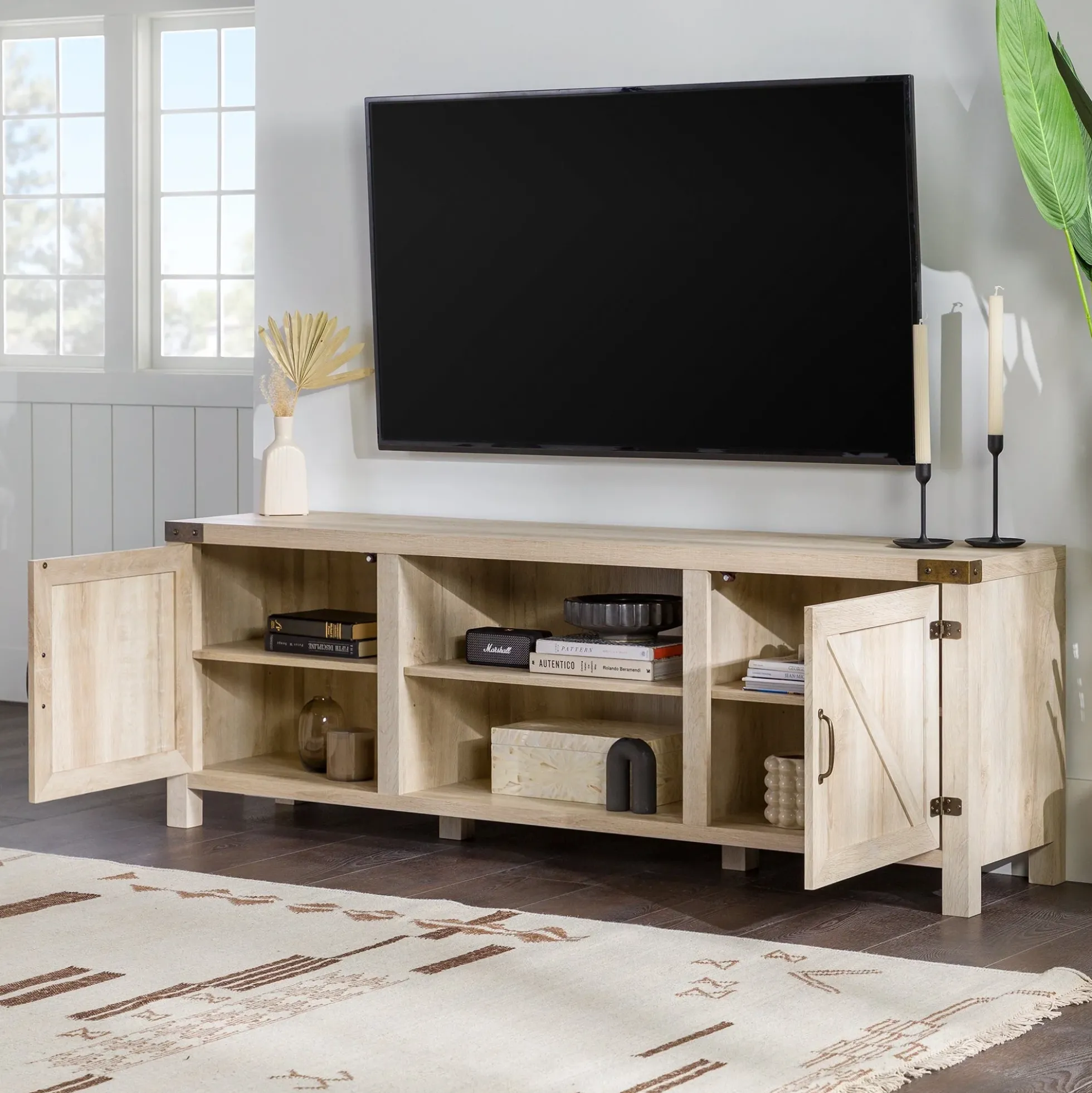 Barn Door 70" Modern Farmhouse TV Stand