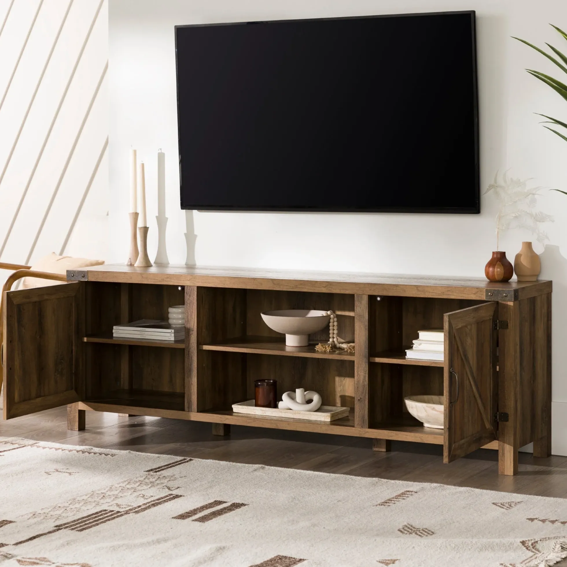 Barn Door 70" Modern Farmhouse TV Stand