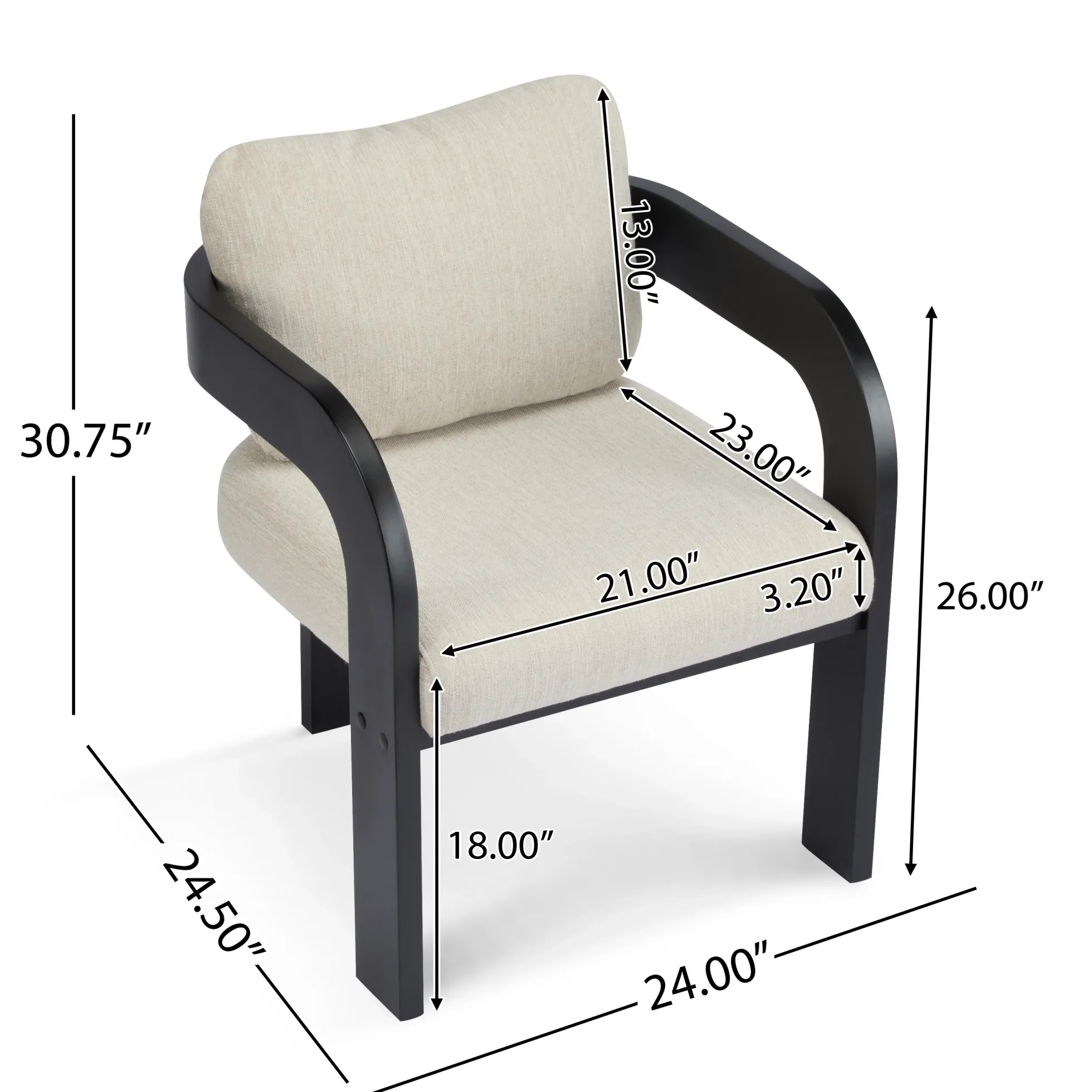 Black 2 Pack Dining Chairs with Pillow Back and Solid Wood Frame
