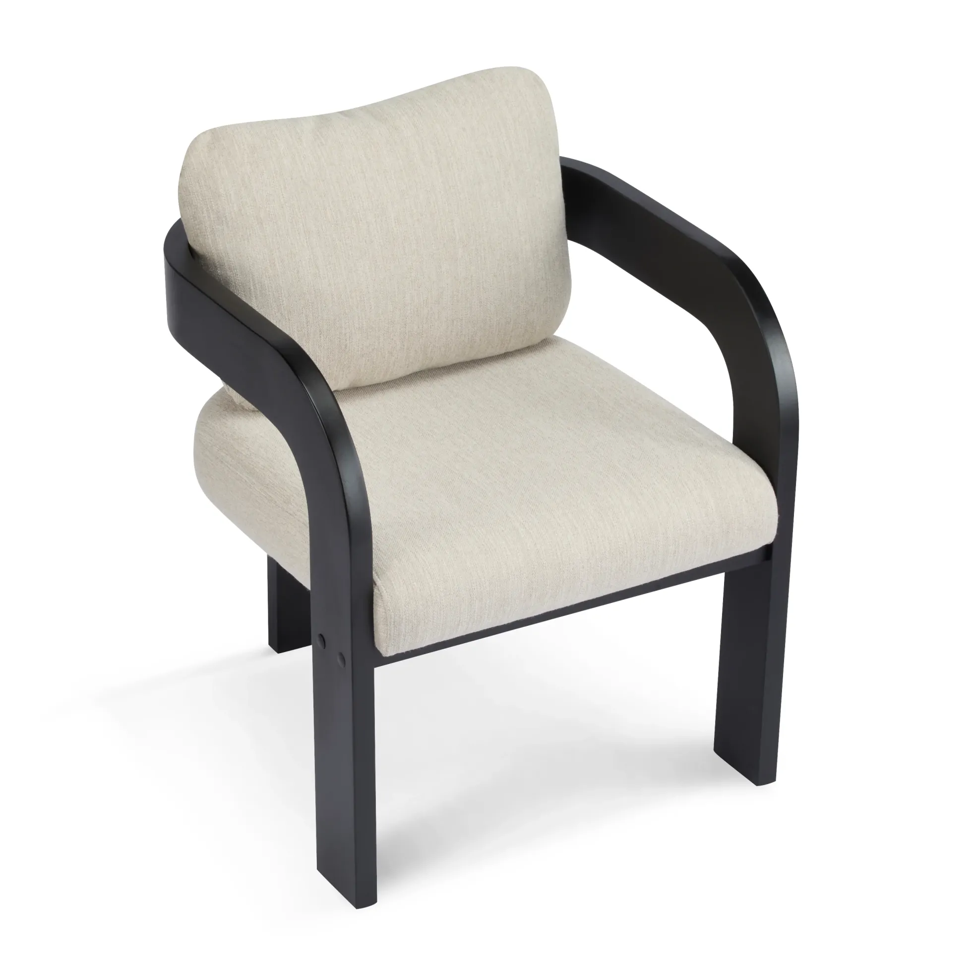 Black 2 Pack Dining Chairs with Pillow Back and Solid Wood Frame