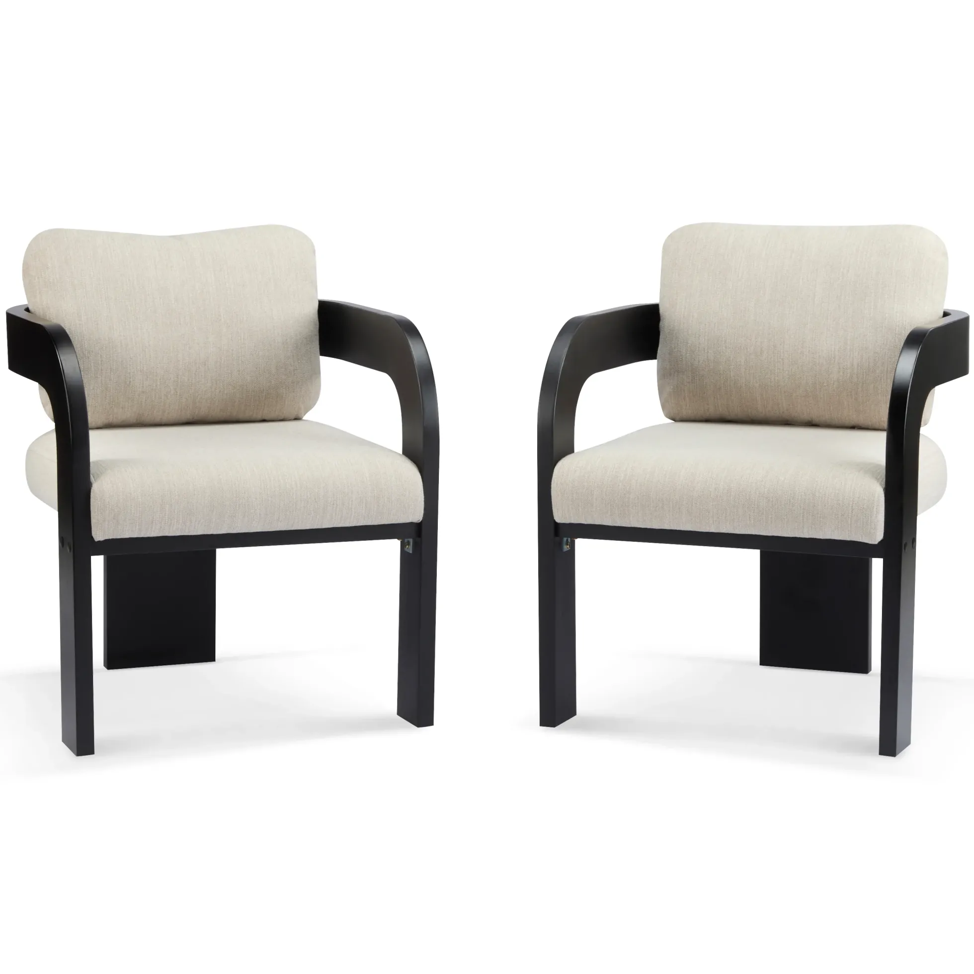 Black 2 Pack Dining Chairs with Pillow Back and Solid Wood Frame