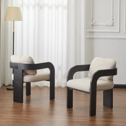 Black 2 Pack Dining Chairs with Pillow Back and Solid Wood Frame