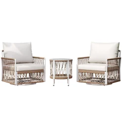 Bohemian Handwoven Rope 3-Piece Outdoor Patio Chat Set