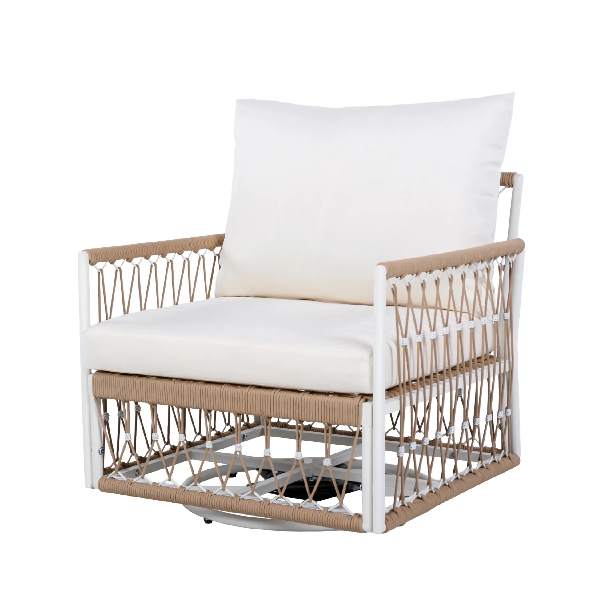 Bohemian Handwoven Rope 3-Piece Outdoor Patio Chat Set