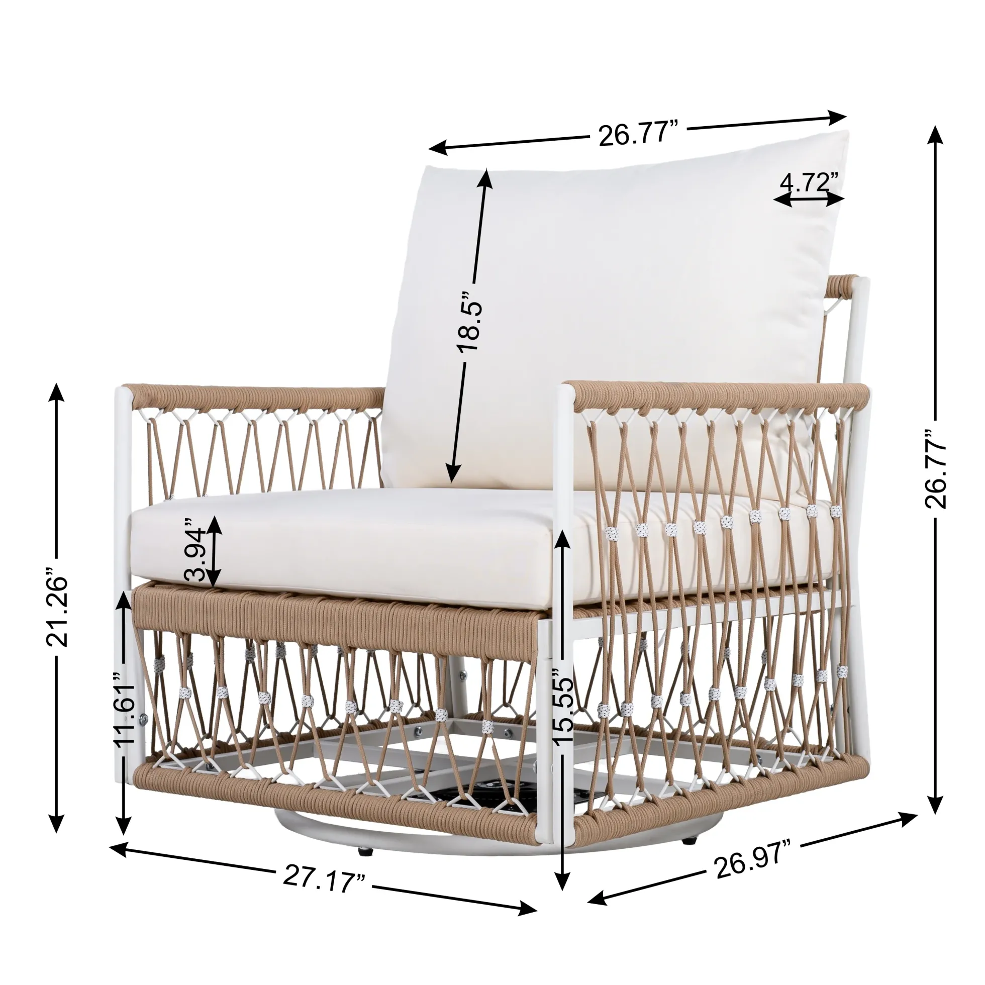 Bohemian Handwoven Rope 3-Piece Outdoor Patio Chat Set