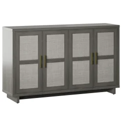 Boho Coastal Linen Design Buffet Sideboard with Shelving Storage