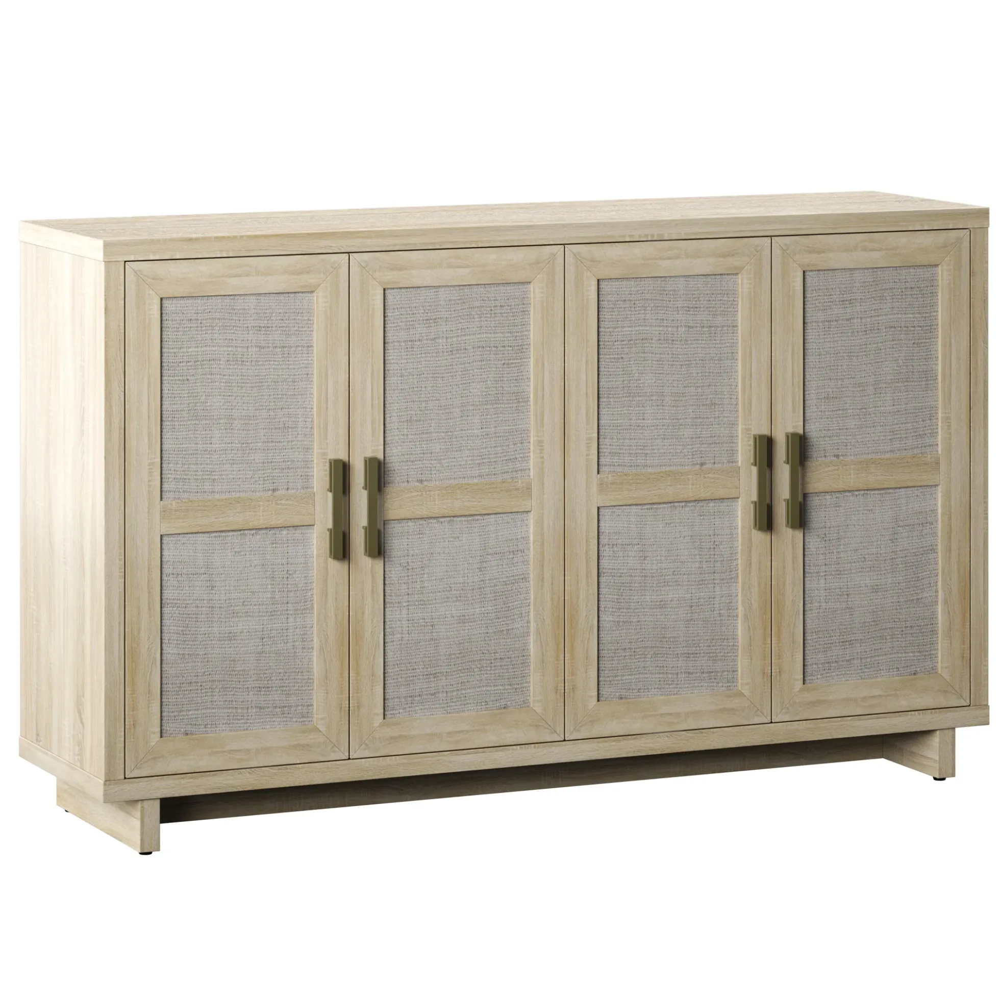 Boho Coastal Linen Design Buffet Sideboard with Shelving Storage