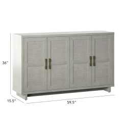 Boho Coastal Linen Design Buffet Sideboard with Shelving Storage