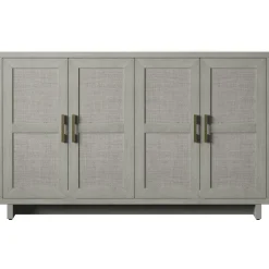 Boho Coastal Linen Design Buffet Sideboard with Shelving Storage