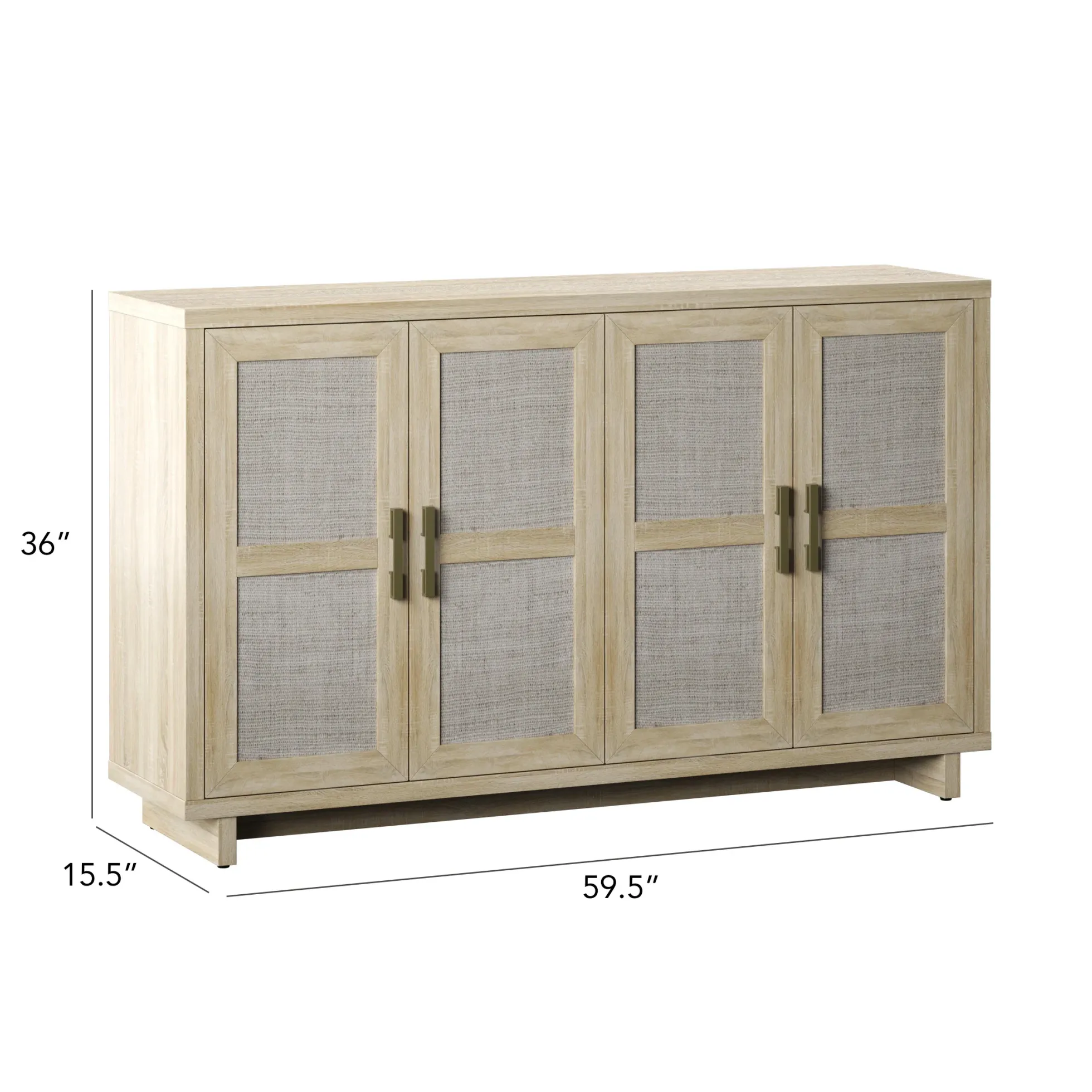 Boho Coastal Linen Design Buffet Sideboard with Shelving Storage