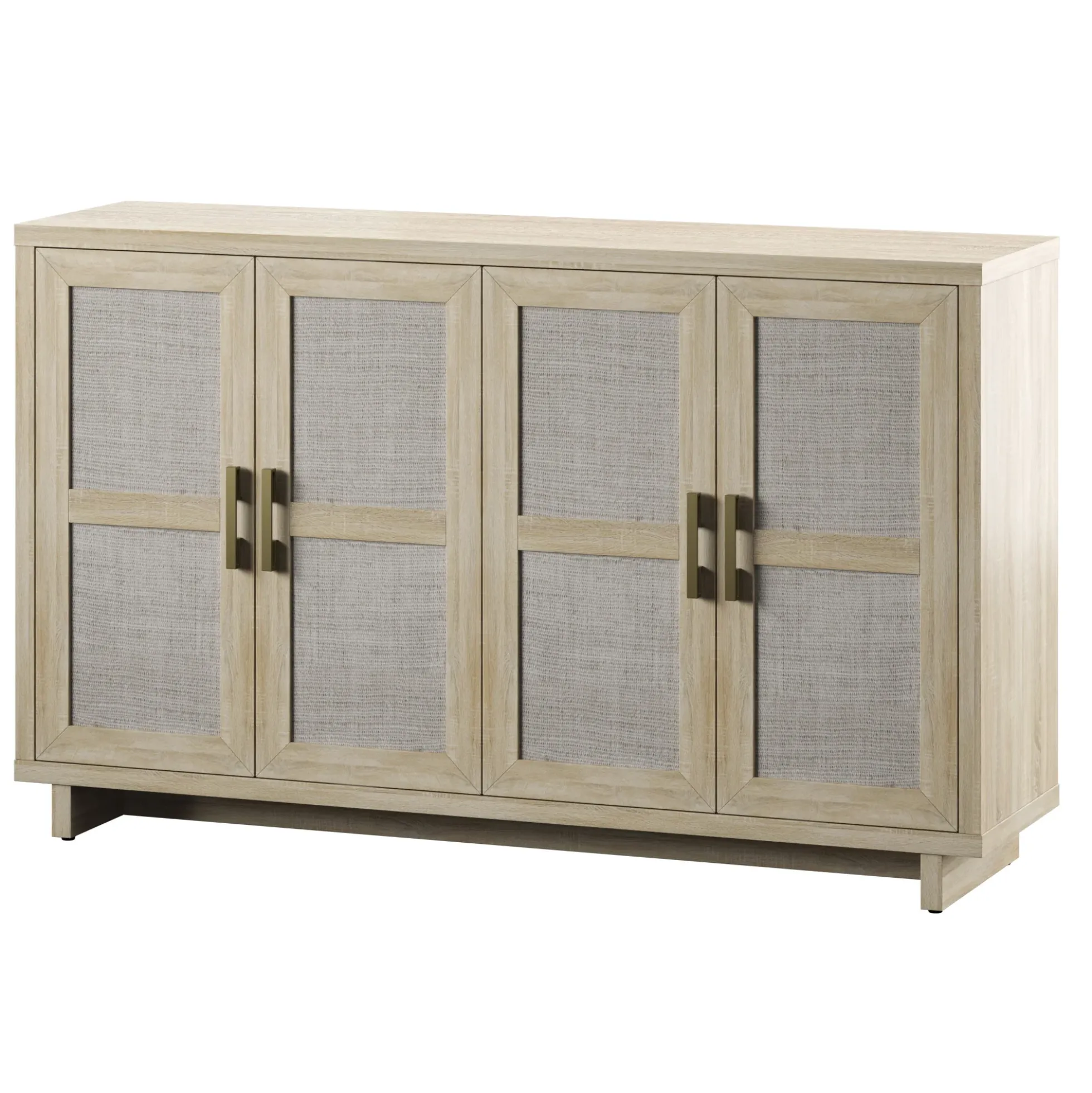 Boho Coastal Linen Design Buffet Sideboard with Shelving Storage