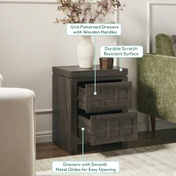 Booker Modern 2 Drawer Nightstand & Side Table