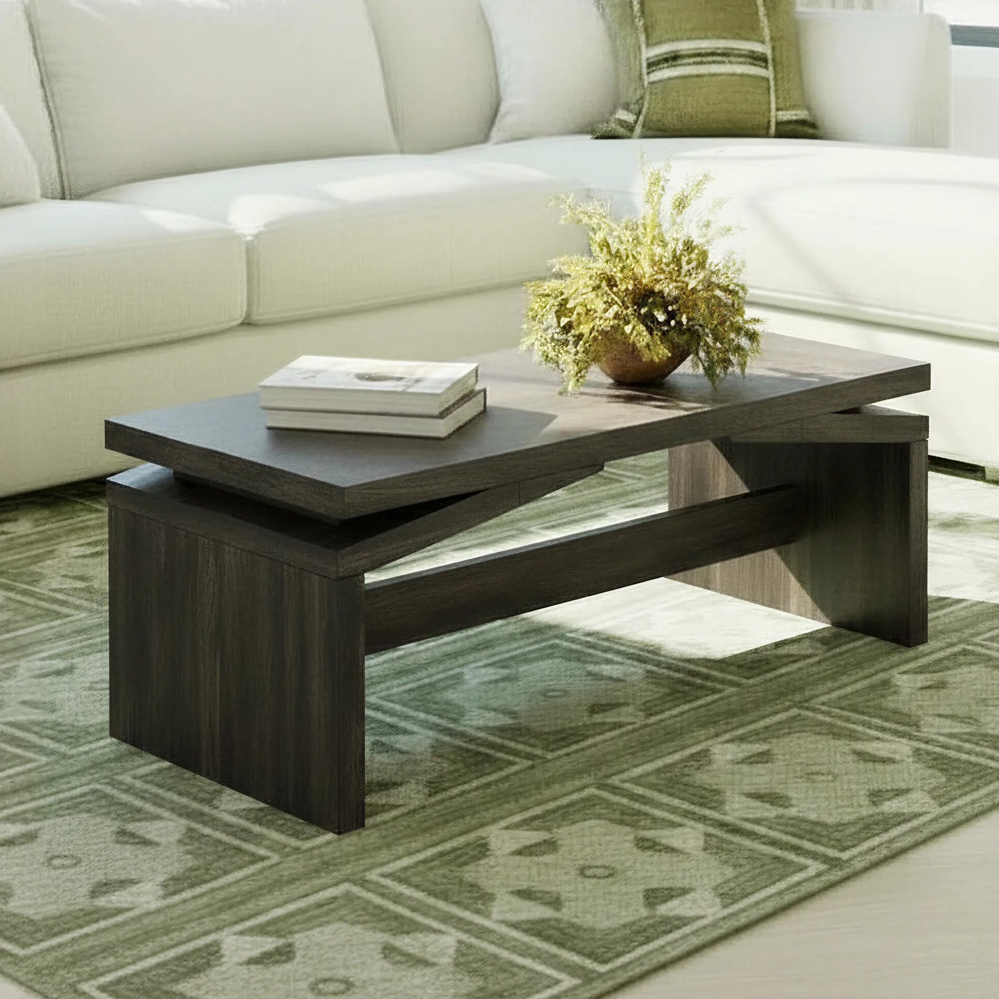 Booker Modern Easy Assembly Split-Top 47" Coffee Table