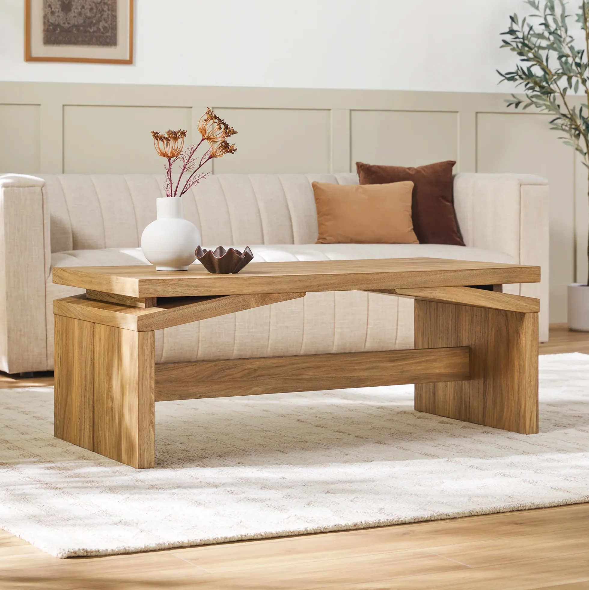Booker Modern Easy Assembly Split-Top 47" Coffee Table