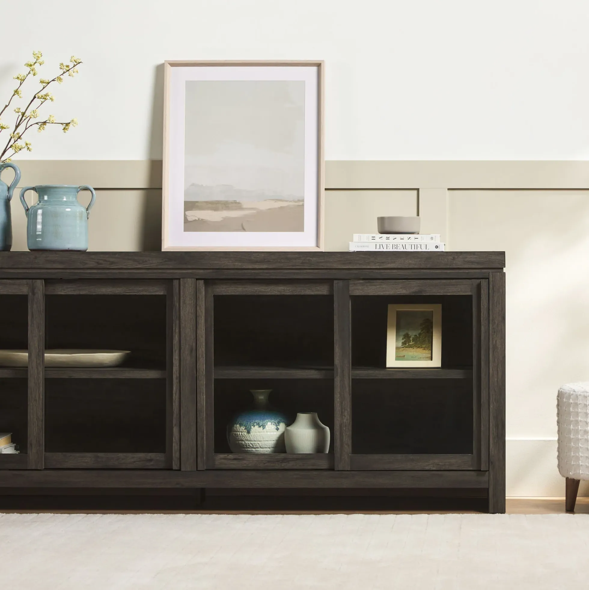 Booker Modern Glass Door TV Stand Sideboard