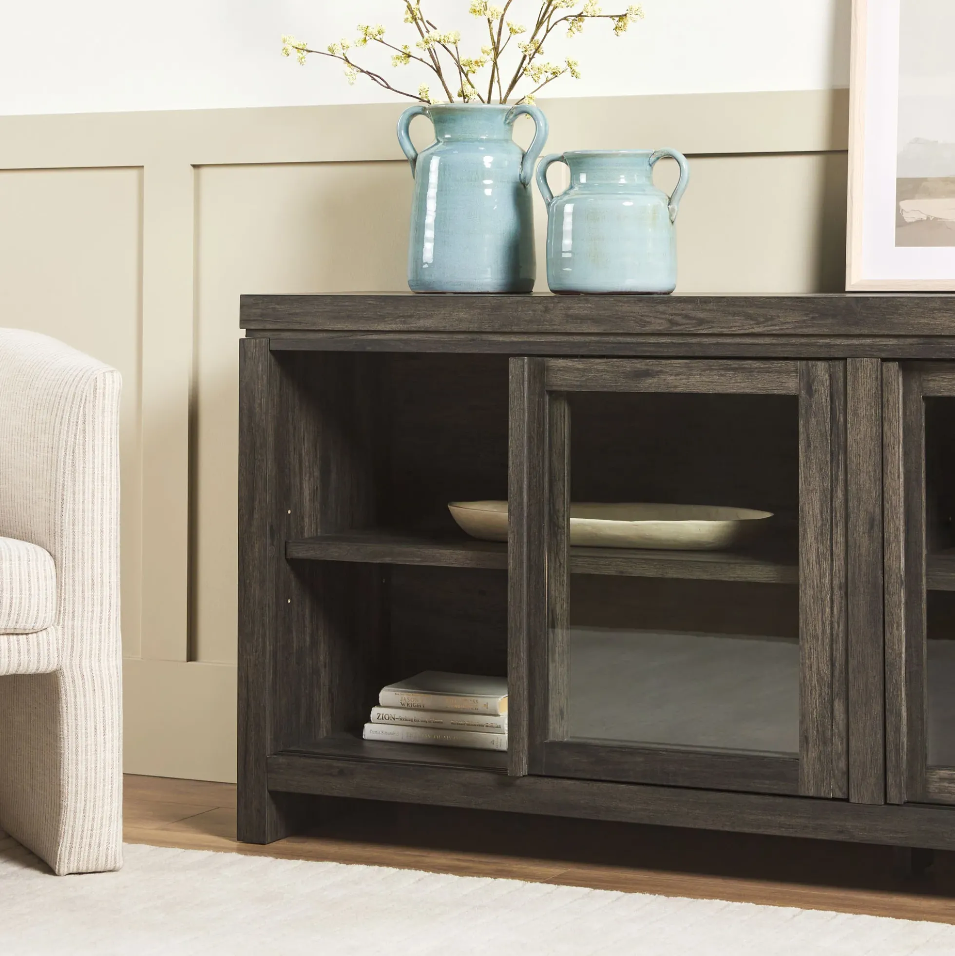 Booker Modern Glass Door TV Stand Sideboard