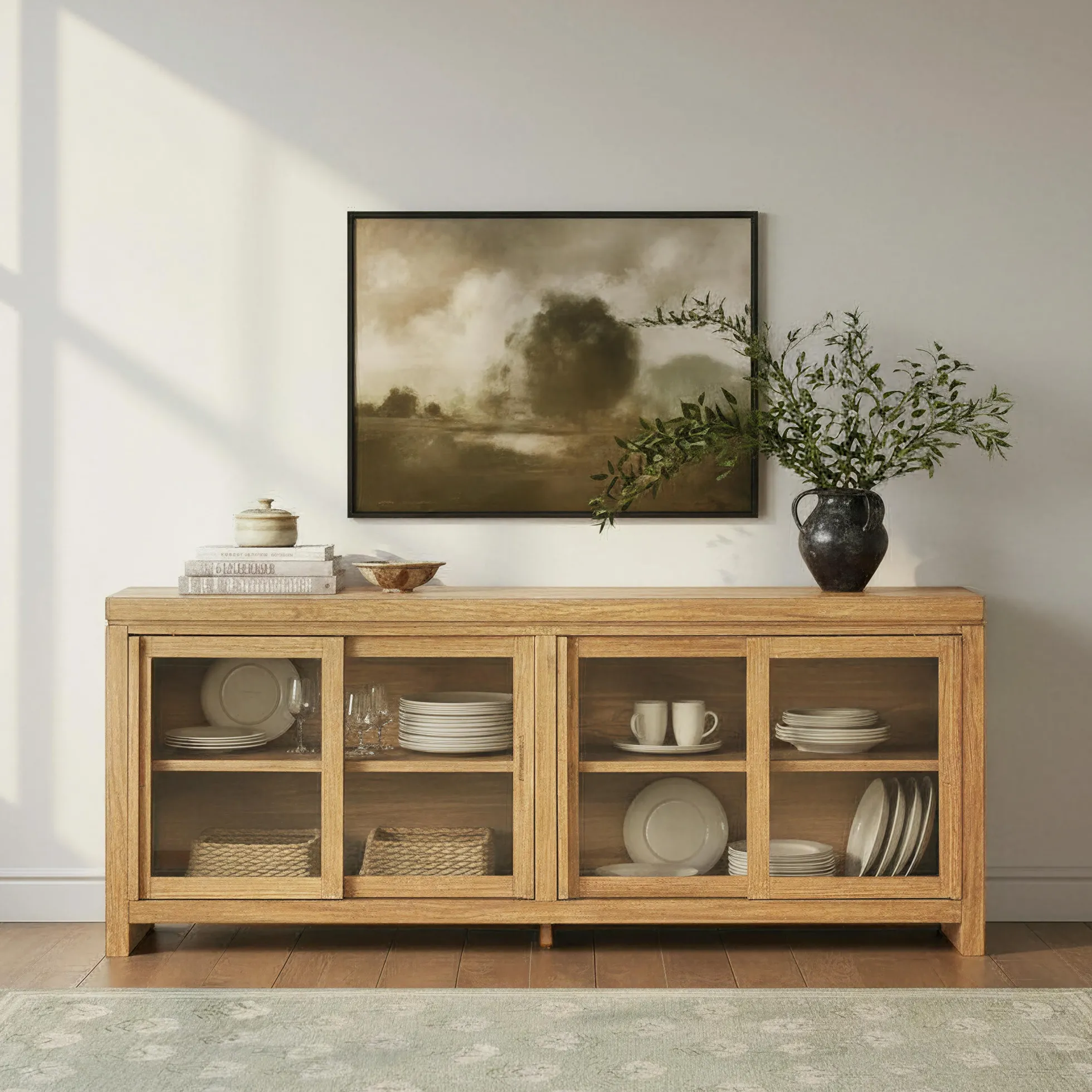 Booker Modern Glass Door TV Stand Sideboard