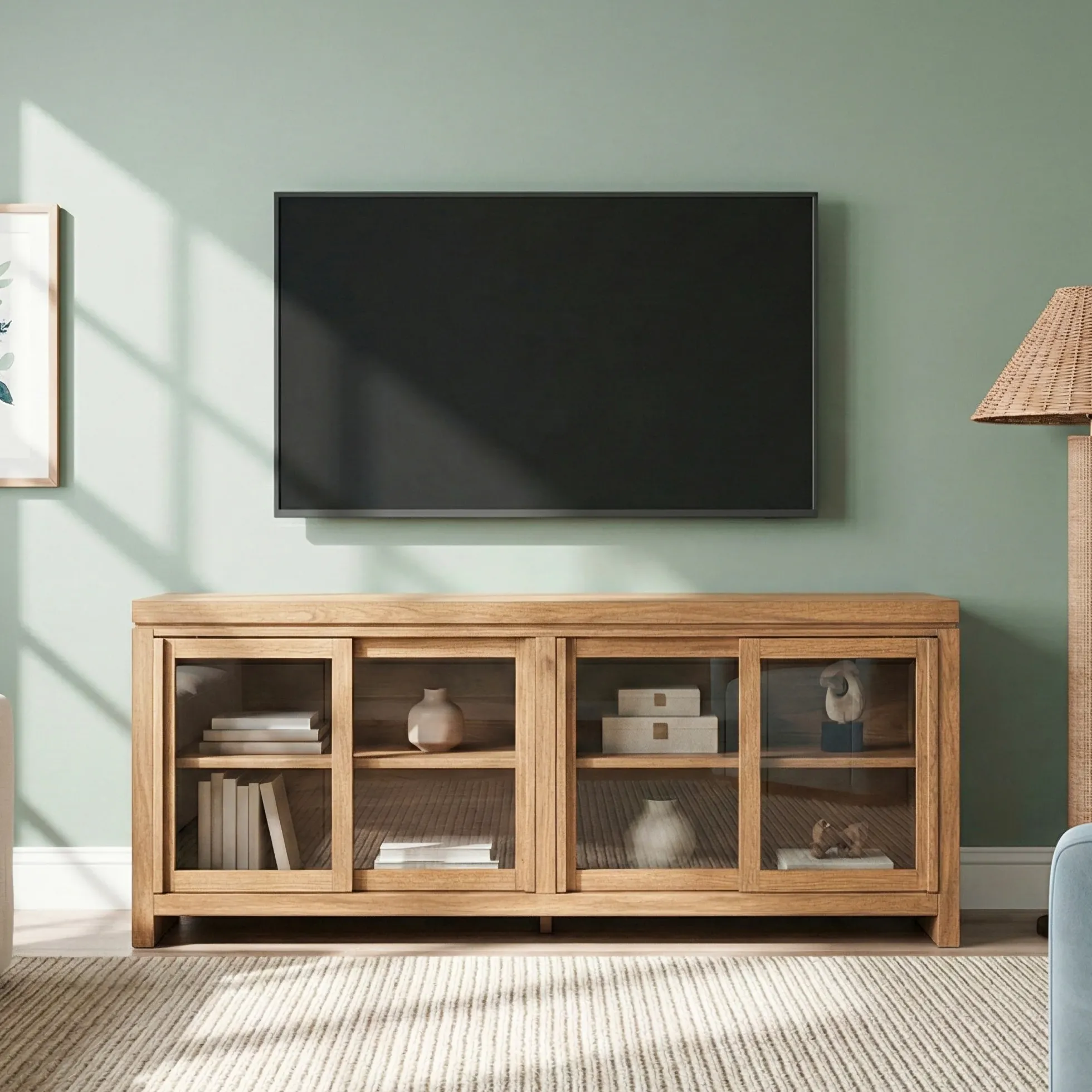 Booker Modern Glass Door TV Stand Sideboard