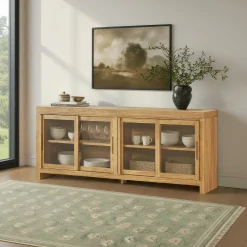 Booker Modern Glass Door TV Stand Sideboard