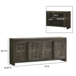 Booker Modern Windowpane TV Stand Sideboard with Storage