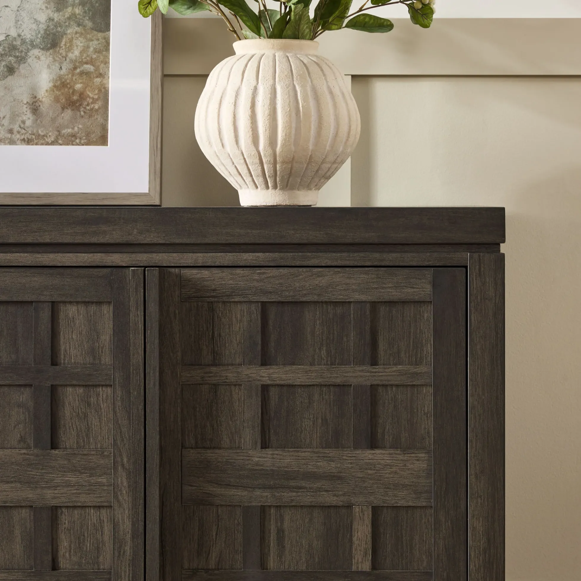 Booker Modern Windowpane TV Stand Sideboard with Storage