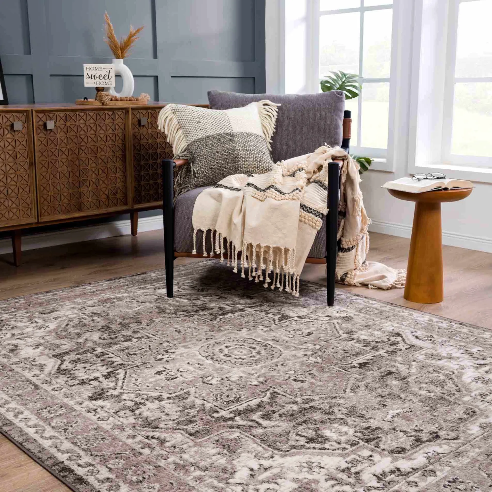 Boutique Rugs - Albie Charcoal & Beige Area Rug - Clearance