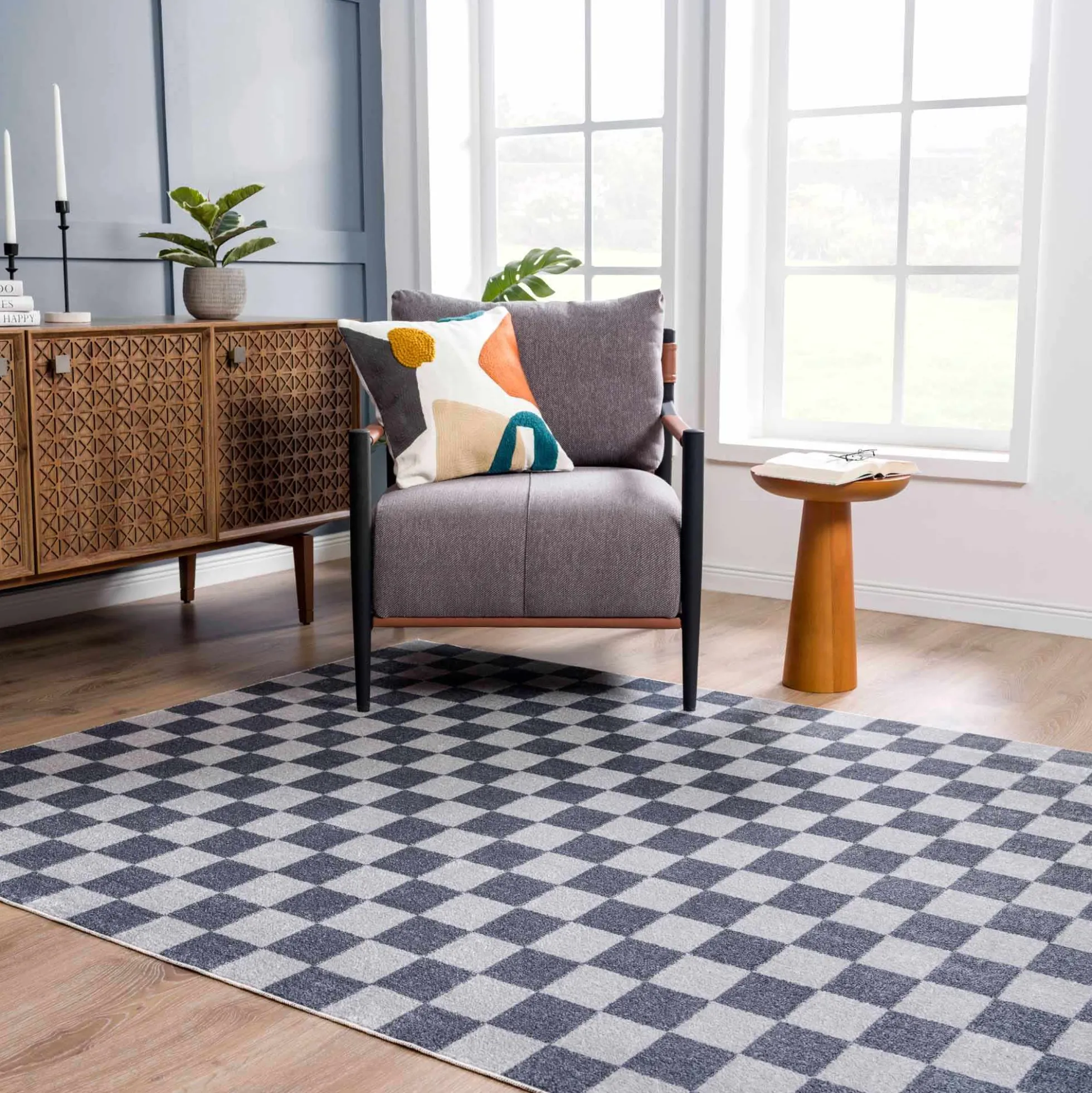Boutique Rugs - Alie Gray Checkered Washable Area Rug