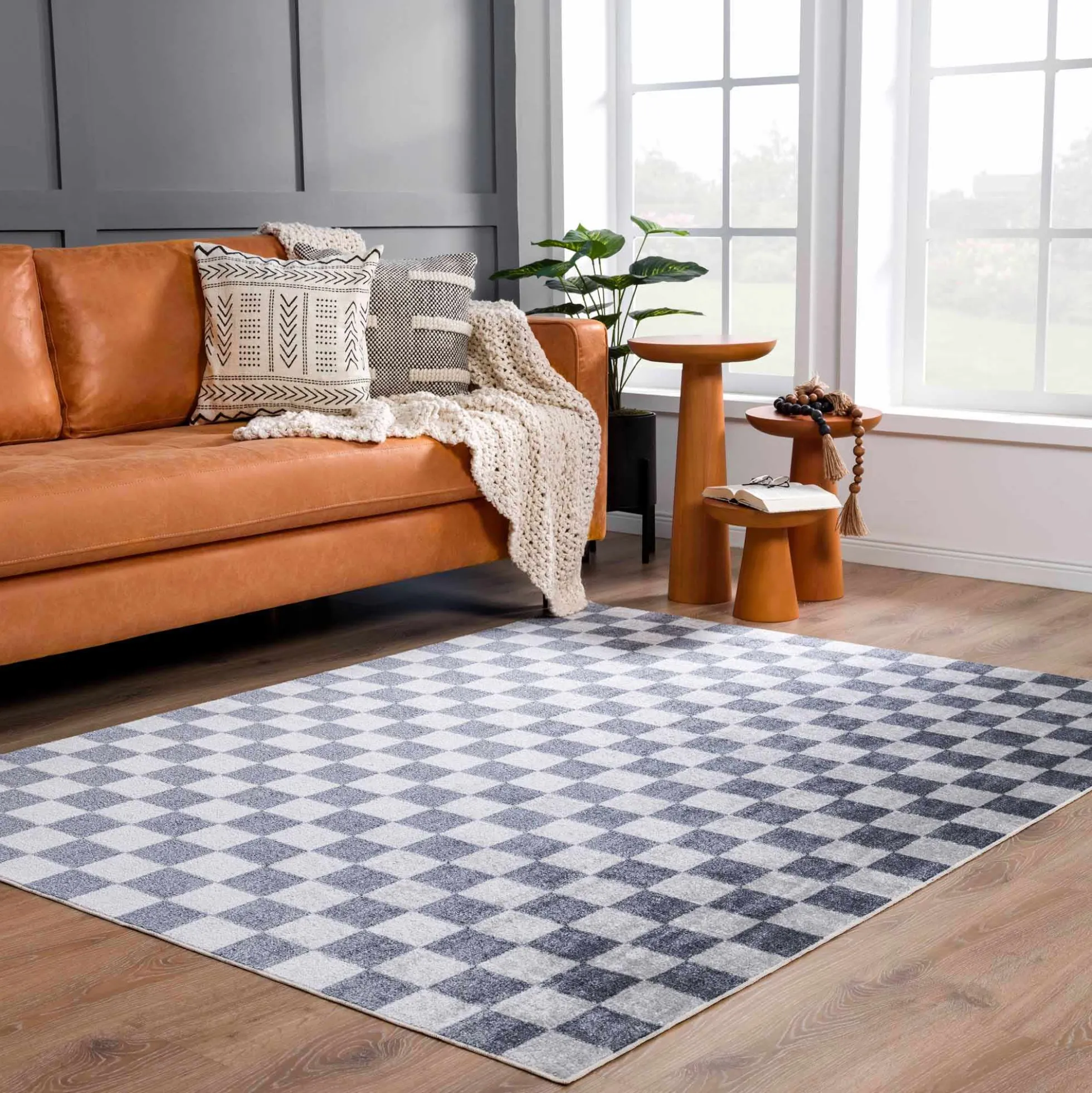 Boutique Rugs - Alie Gray Checkered Washable Area Rug