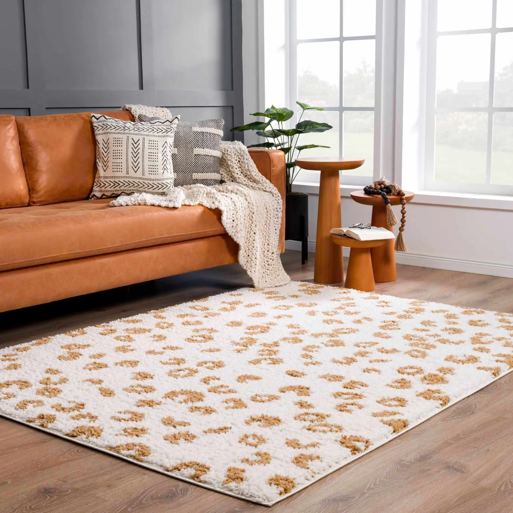 Boutique Rugs - Altin Leopard Print White Area Rug