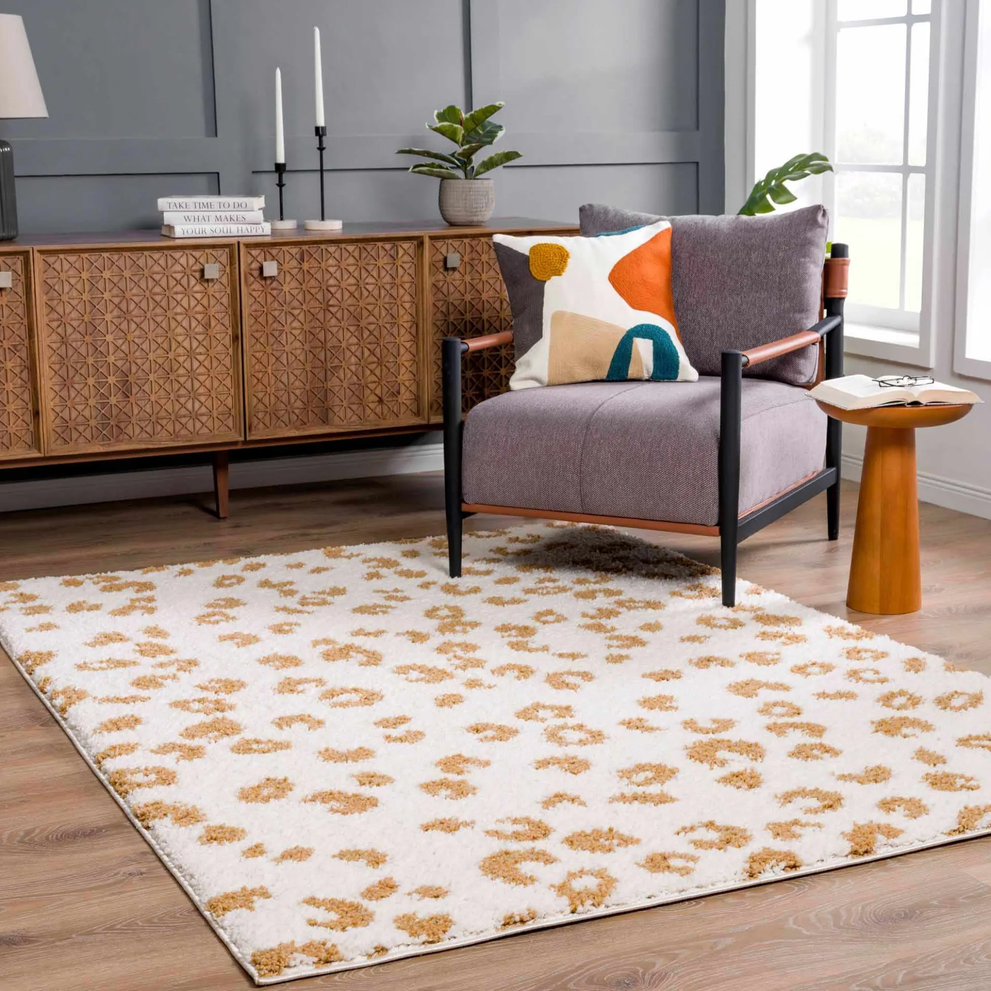 Boutique Rugs - Altin Leopard Print White Area Rug